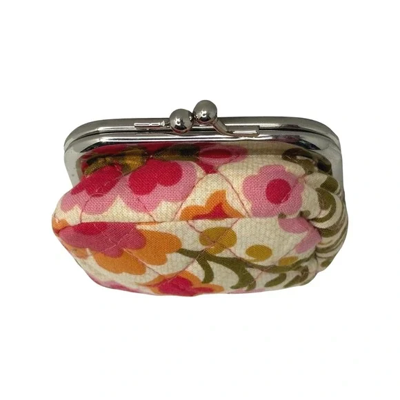 Vera Bradley Folkloric Floral Quilted Change Coin Kiss Lock Purse - Picture 3 of 7